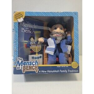 New Mensch On A Bench Hanukkah Decor Hardcover Book Removable Bench
